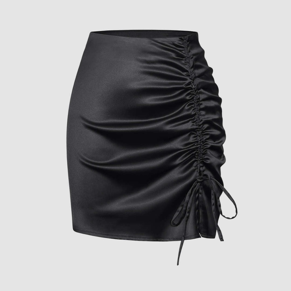 Drawstring Ruched Mini Skirt
